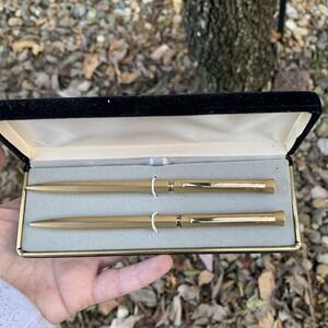 Pierre Cardin Pen/Pencil Set Gold Tone Ballpoint Stylus Vintage Luxury Gift Box